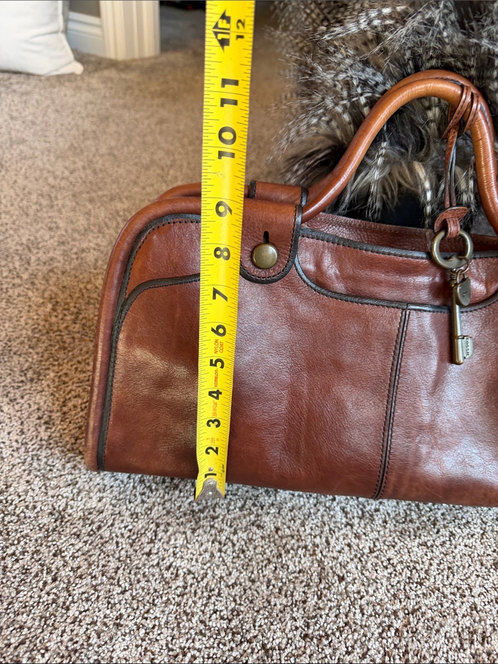 Fossil Chestnut Brown Leather Satchel with Matching Wallet Very rare find. - Picture 11 of 12